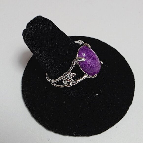 Purple Stone Statement Ring Silver Tone | EU 19 (US 9) - Picture 2 of 6